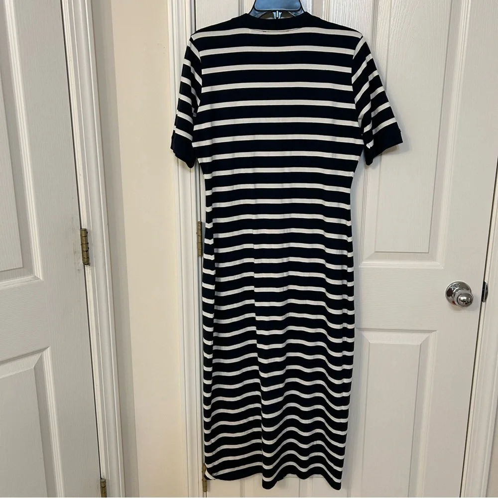Frame The Striped Sailor Organic Cotton Midi Dress in Navy Multi Size M - Picture 11 of 11